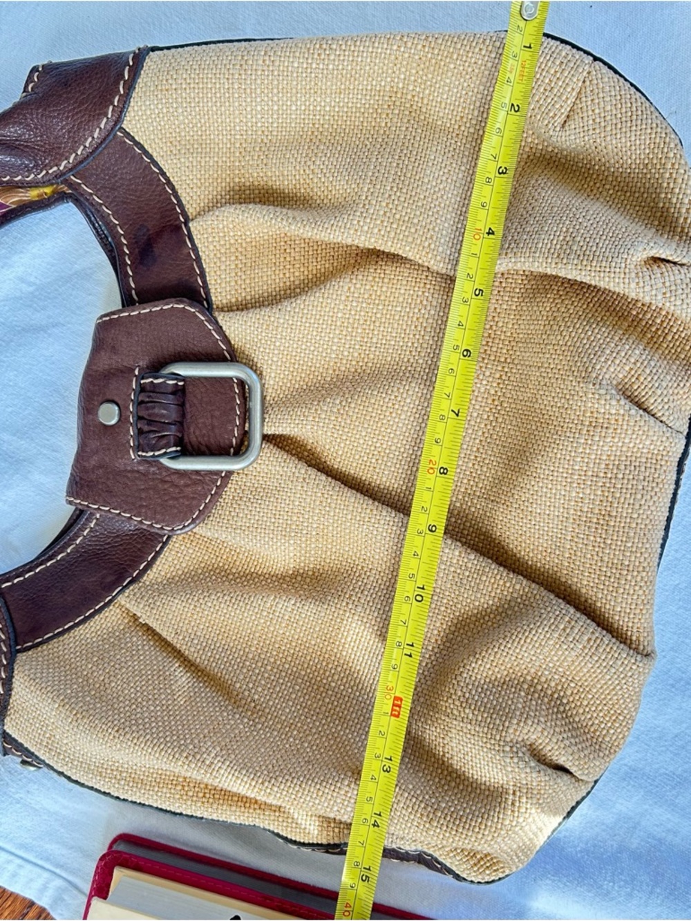 Fossil Tan Canvas Hobo with Brown Leather Trim - Picture 10 of 11